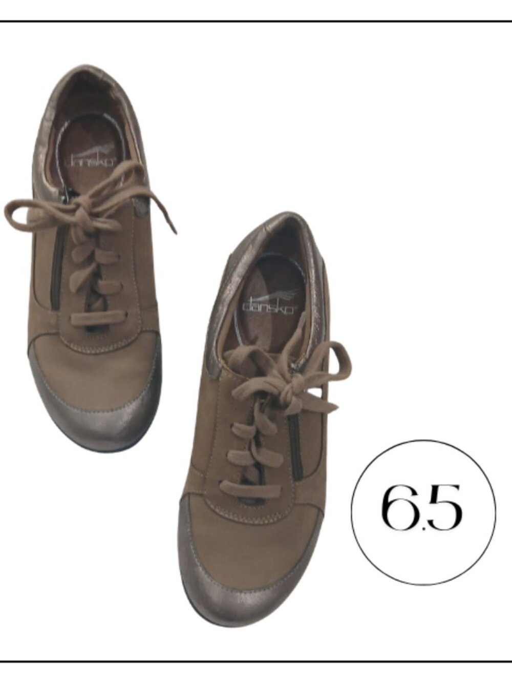 Dansko Taupe Brown Lace-Up Casual Flats